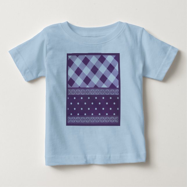 Camiseta Para Bebê Adorável padrão sem costura do Damask Purple (Frente)