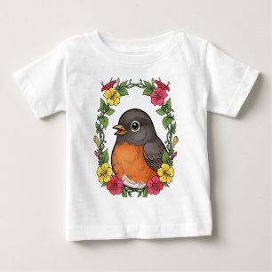 Camiseta Para Bebê Adorável Pássaro de Connecticut Com Mirabilis