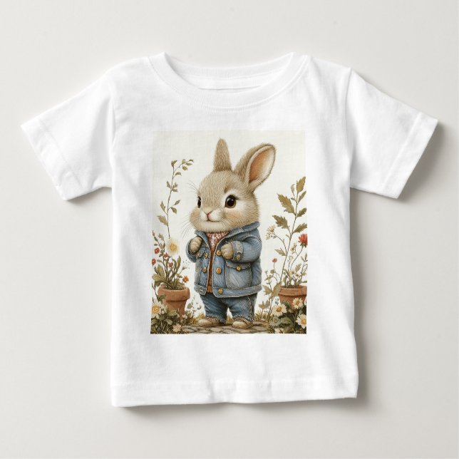 Camiseta Para Bebê Adorável Pequeno Elmer, o Coelho (Frente)