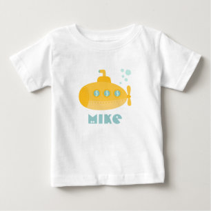 Camiseta Para Bebê Adorável Submarino Amarelo Submerso Debaixo d'Água