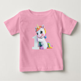 Camiseta Para Bebê Adorável Unicórnio Arco-Íris Fantasia Mágica