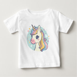 Camiseta Para Bebê Adorável Unicórnio Pastel – Design de Fantasia Fof