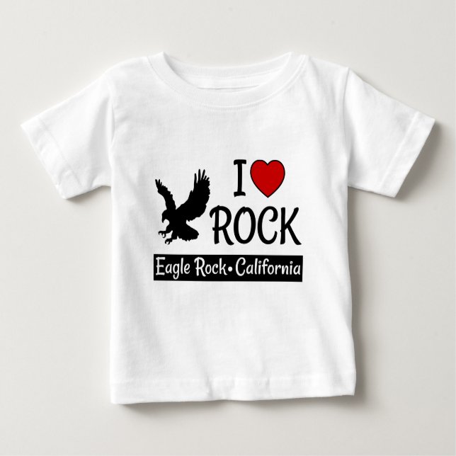 Camiseta Para Bebê Adoro Águia Rock California Red Heart (Frente)