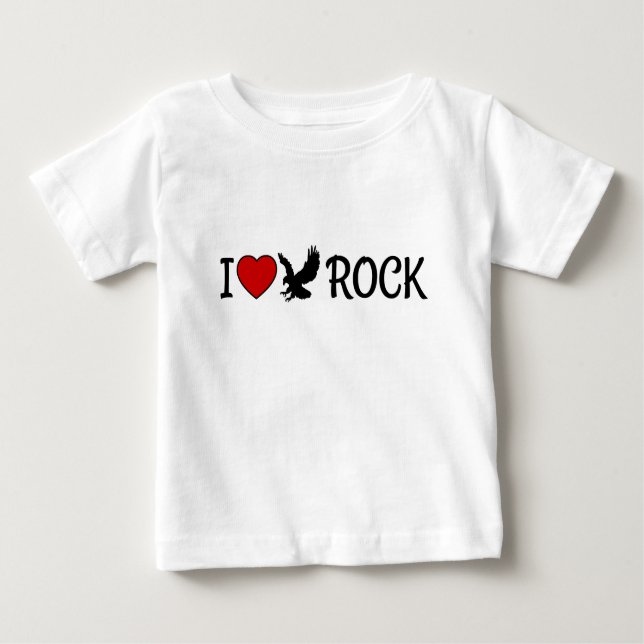 Camiseta Para Bebê Adoro Águia Rock California Red Heart (Frente)