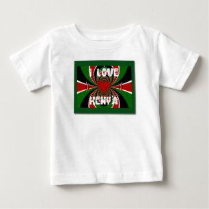 Camiseta Para Bebê Adoro Heart Kenya: Arte Dinâmica De Bandeiras