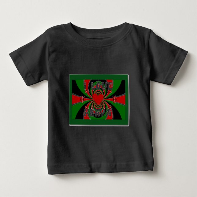 Camiseta Para Bebê Adoro Heart Kenya: Arte Dinâmica De Bandeiras (Frente)