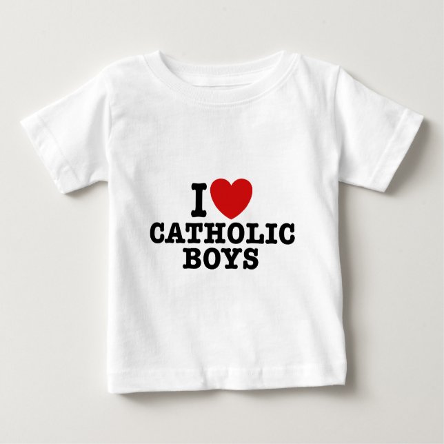 Camiseta Para Bebê Adoro Meninos Católicos (Frente)