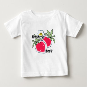 Camiseta Para Bebê Adoro morangos.