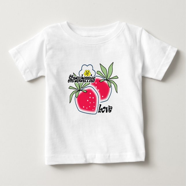 Camiseta Para Bebê Adoro morangos. (Frente)