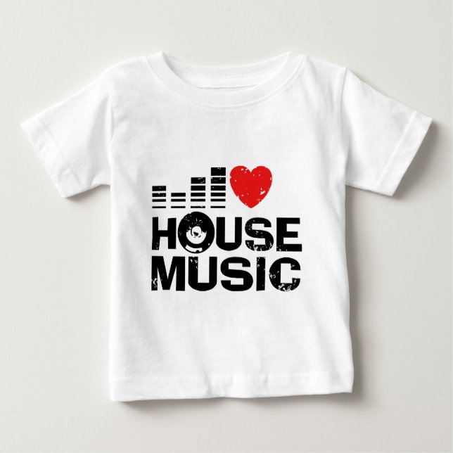 Camiseta Para Bebê Adoro Música House (Frente)