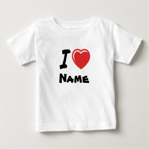 Camiseta Para Bebê Adoro Nome Personalizado do Coração