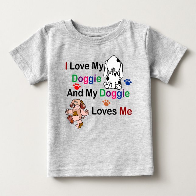 Camiseta Para Bebê Adoro O Meu Cachorro Toddler Tee (Frente)