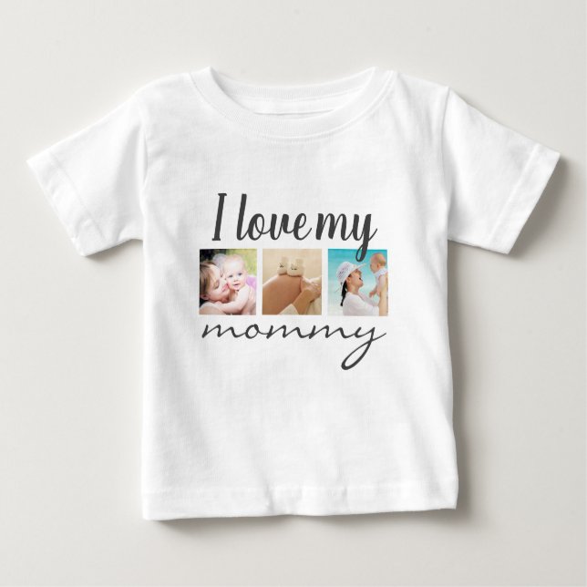 Camiseta Para Bebê Adoro o texto escrito à mão da minha mamãe, branco (Frente)