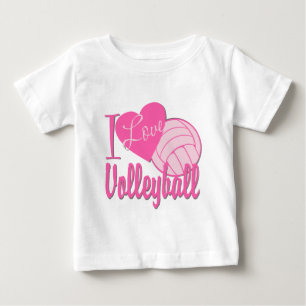 Camiseta Para Bebê Adoro Rosa De Voleibol