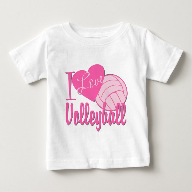 Camiseta Para Bebê Adoro Rosa De Voleibol (Frente)