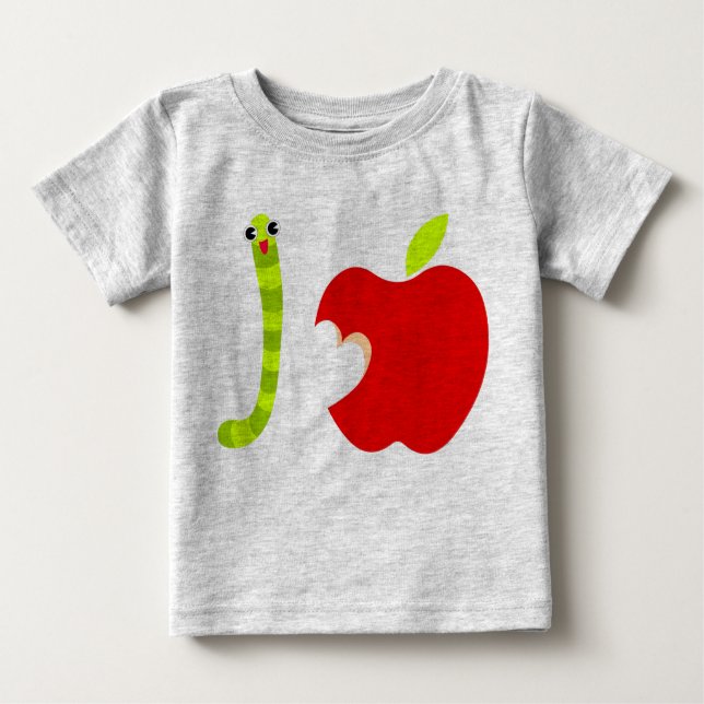 Camiseta Para Bebê Adoro T-Shirt De Maçã (Frente)