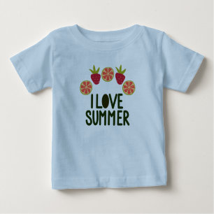 Camiseta Para Bebê Adoro T-Shirts Fofas E Fruta