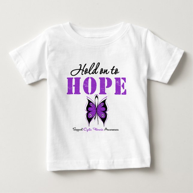 Camiseta Para Bebê Aferrar-se de fibrose cística à esperança (Frente)