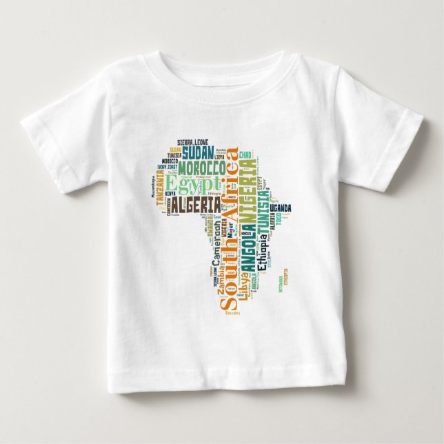 Camiseta Para Bebê África - Arte Word (Frente)