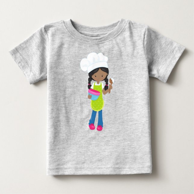 Camiseta Para Bebê African American Girl, Baking, Baker, Bakery (Frente)
