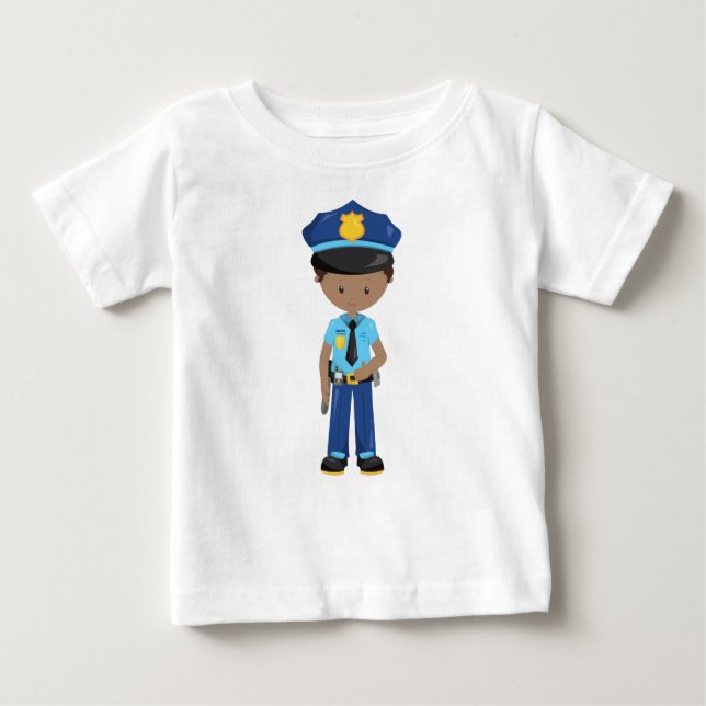 Camiseta Para Bebê Afro-americano, policial, policial (Frente)