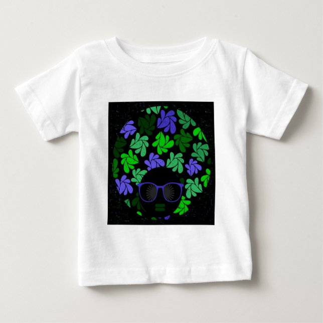 Camiseta Para Bebê Afro Diva Verde & Azul (Frente)