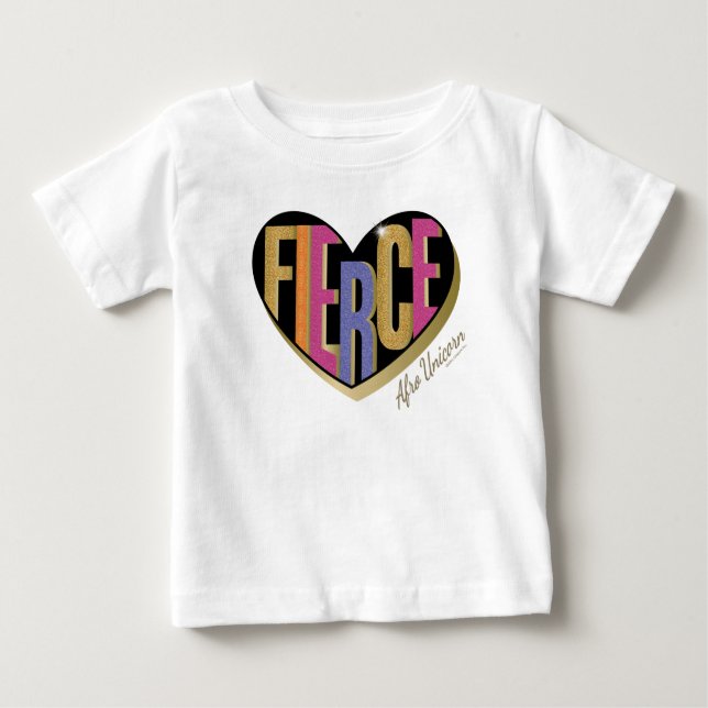 Camiseta Para Bebê Afro Unicorn Fierce Heart Design (Frente)