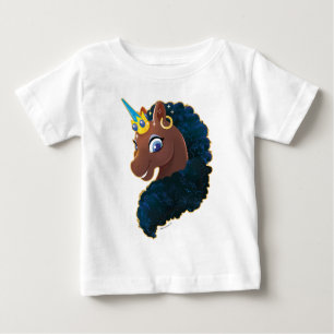 Camiseta Para Bebê Afro Unicorn   Magia