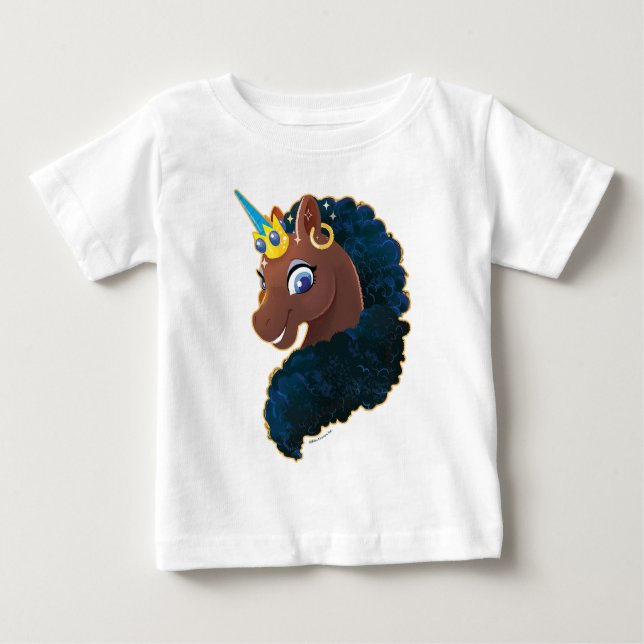 Camiseta Para Bebê Afro Unicorn | Magia (Frente)