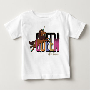 Camiseta Para Bebê Afro Unicorn Queen Design