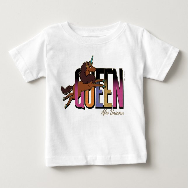Camiseta Para Bebê Afro Unicorn Queen Design (Frente)