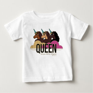 Camiseta Para Bebê Afro Unicorn Queen Trio Design