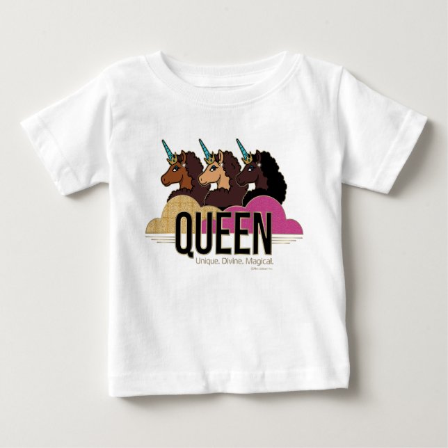 Camiseta Para Bebê Afro Unicorn Queen Trio Design (Frente)