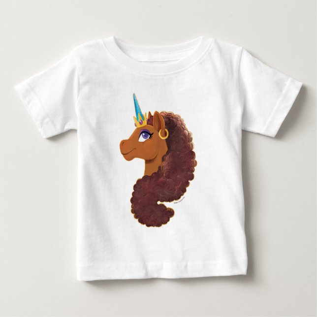 Camiseta Para Bebê Afro Unicorn | Único (Frente)
