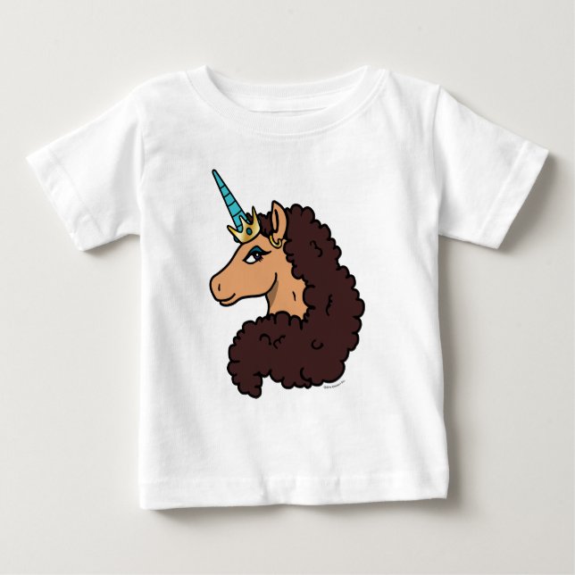 Camiseta Para Bebê Afro Unicórnio | Divina (Frente)
