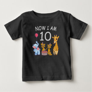 Camiseta Para Bebê Agora eu tenho 10 anos de idade Aniversário de 10