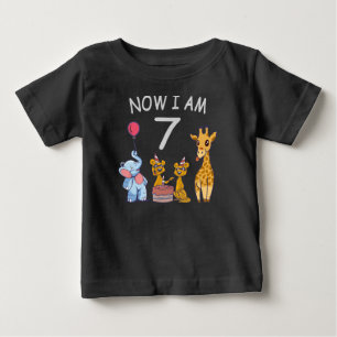 Camiseta Para Bebê Agora eu tenho 7 anos de idade Aniversário de 7 an