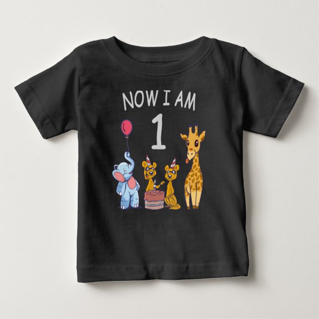 Camiseta Para Bebê Agora tenho um primeiro aniversario de 1 ano no Zo (Frente)