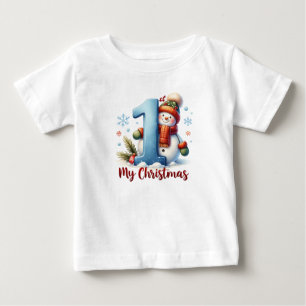 Camiseta Para Bebê Água-forte de Natal Elegante com Neve