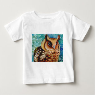 Camiseta Para Bebê Aguarela feliz da coruja