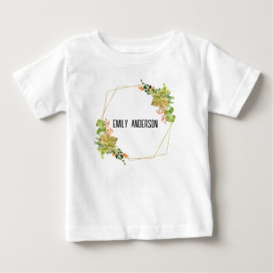 CAMISETA PARA BEBÊ AGUARELA FLORAL ALARANJADA DO CACTO DO SUCCULENT
