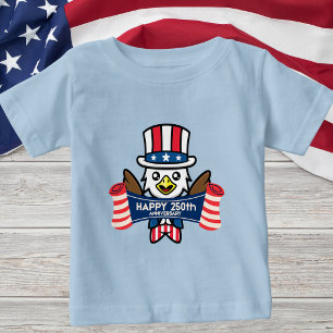 Camiseta Para Bebê Águia Americana Patriótica Feliz 250º Aniversário