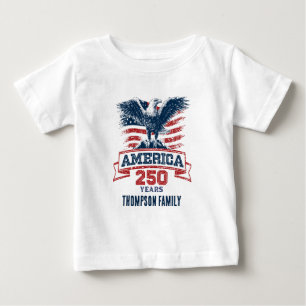 Camiseta Para Bebê Águia Americana Patriótica Feliz 250º Aniversário