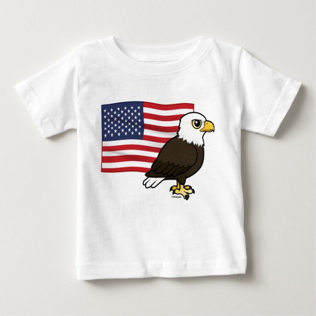 Camiseta Para Bebê Águia Bald Patriótica (Frente)