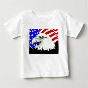 Camiseta Para Bebê Águia Balda e Bandeira Americana