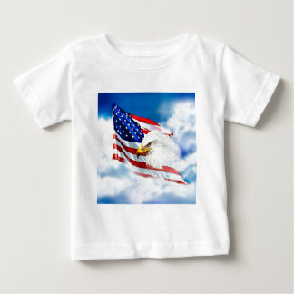 Camiseta Para Bebê Águia e bandeira americana