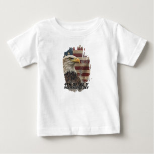 Camiseta Para Bebê Águia Majestosa e Bandeira - Espírito de Liberdade