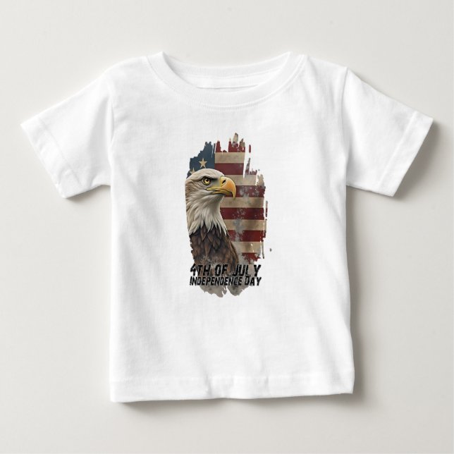 Camiseta Para Bebê Águia Majestosa e Bandeira - Espírito de Liberdade (Frente)