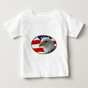 Camiseta Para Bebê Águia Patriótica e Bandeira