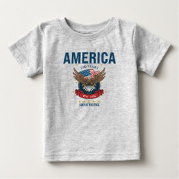 Camiseta Para Bebê Águia Patriótica Vermelha Branca e Azul América 25